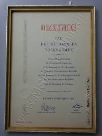 Volksmarine, Urkunde MSR Genthin, Tag der NVA 1979